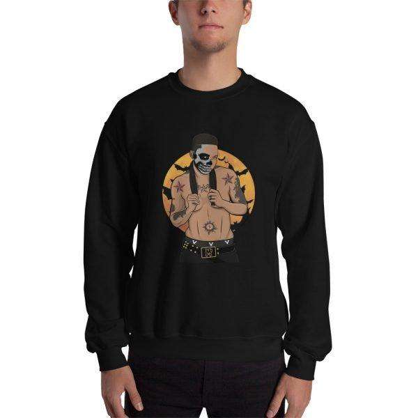 The Two Faces of Roni Crew Neck Sweatshirt in Black Color, Front, Man Shown