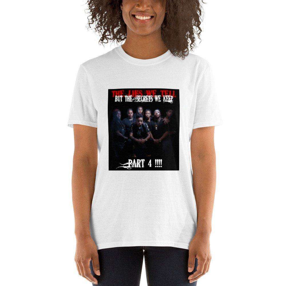 The Lies Part 4 Unisex T-shirt in White Color White, Front, Woman Shown