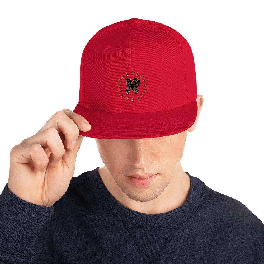 MVP Star Snapback Hat in Red Color, Front, Man Shown