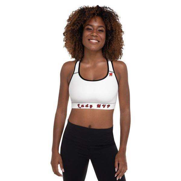 Lady MVP Padded Sports Bra in White Color, Front, Woman Shown