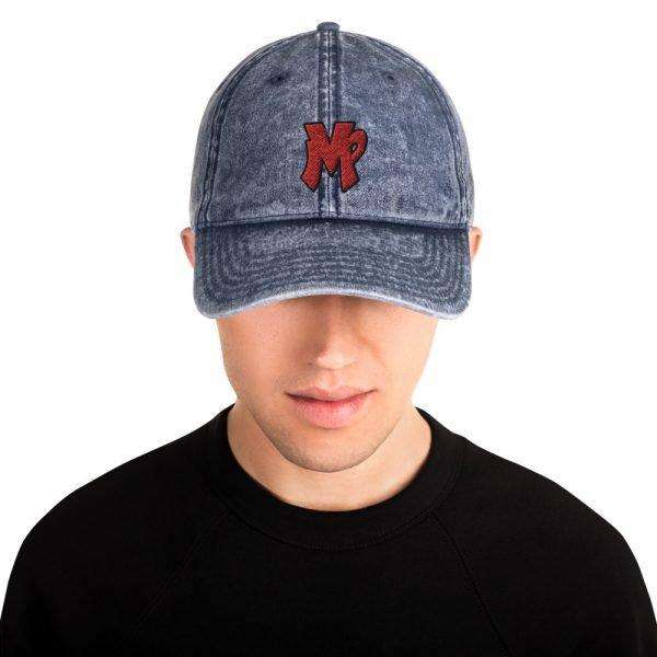MVP Vintage Cotton Twill Cap in Charcoal Navy Color, Front, Man Shown