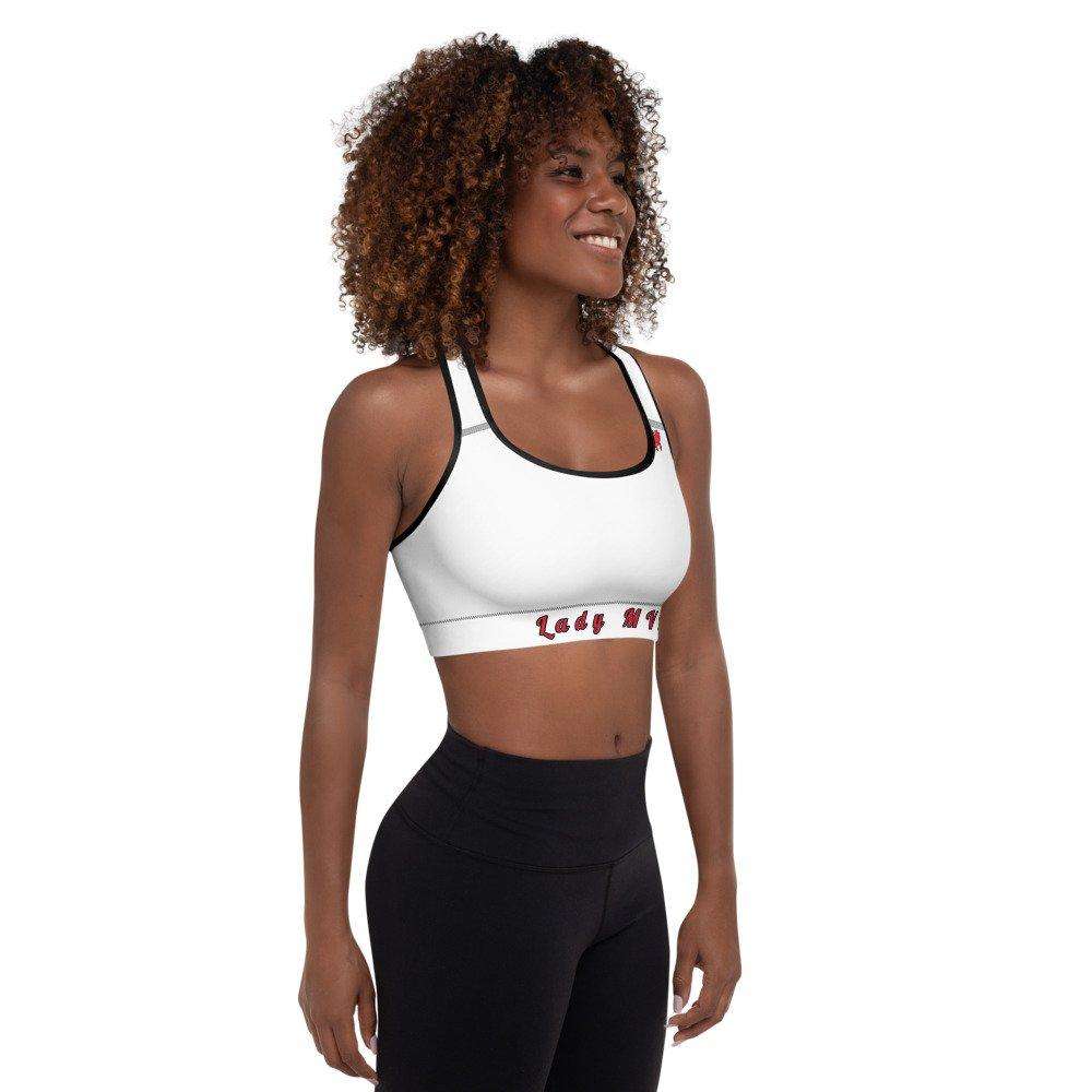 Lady MVP Padded Sports Bra in White Color, Side, Woman Shown