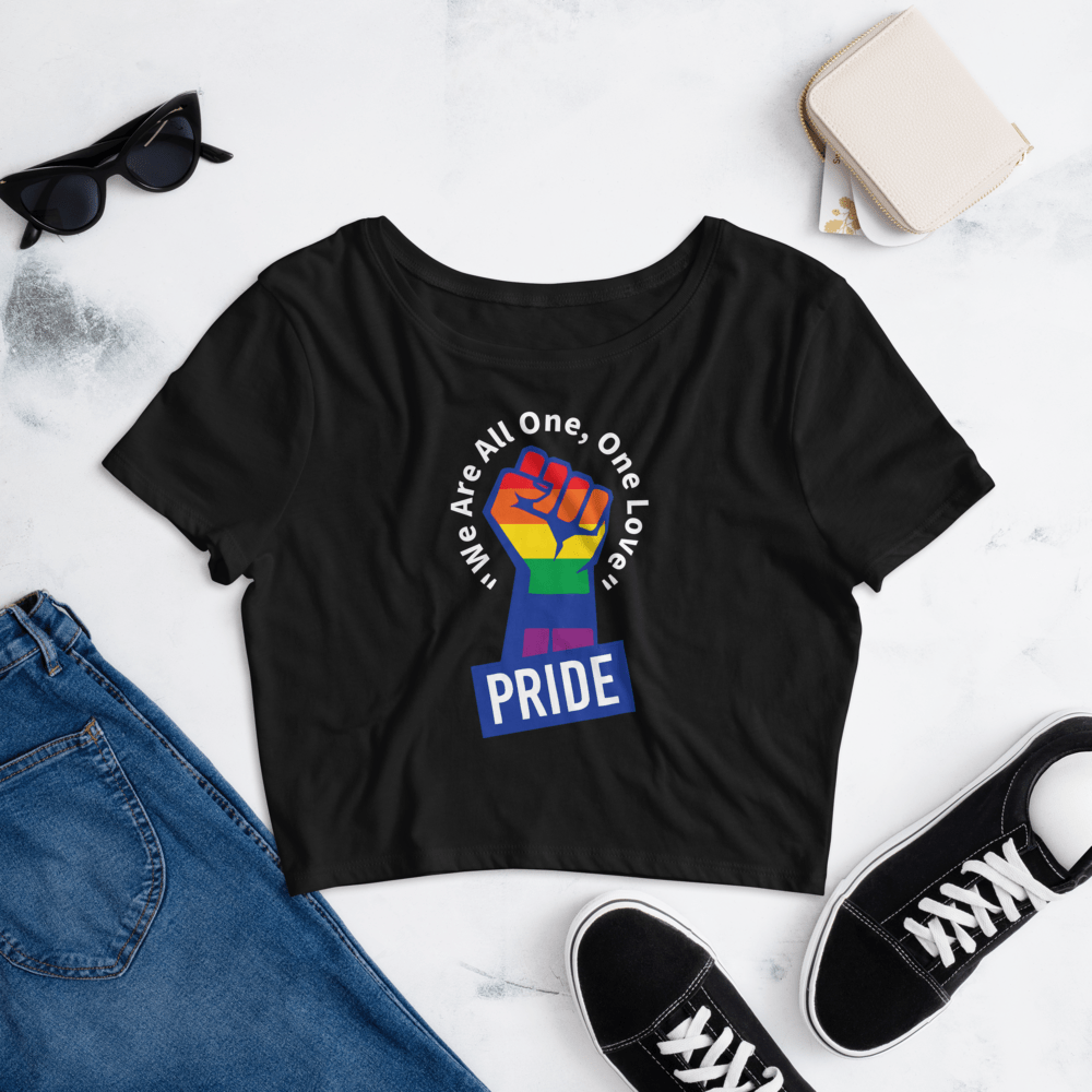 Limited Edition MVP Pride Women's Crop Top in Black, Front