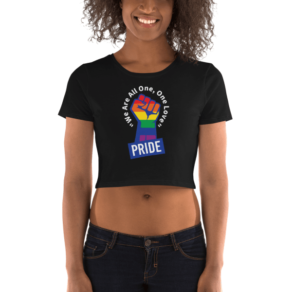 Limited Edition MVP Pride Women's Crop Top in Black, Front, Woman Shown
