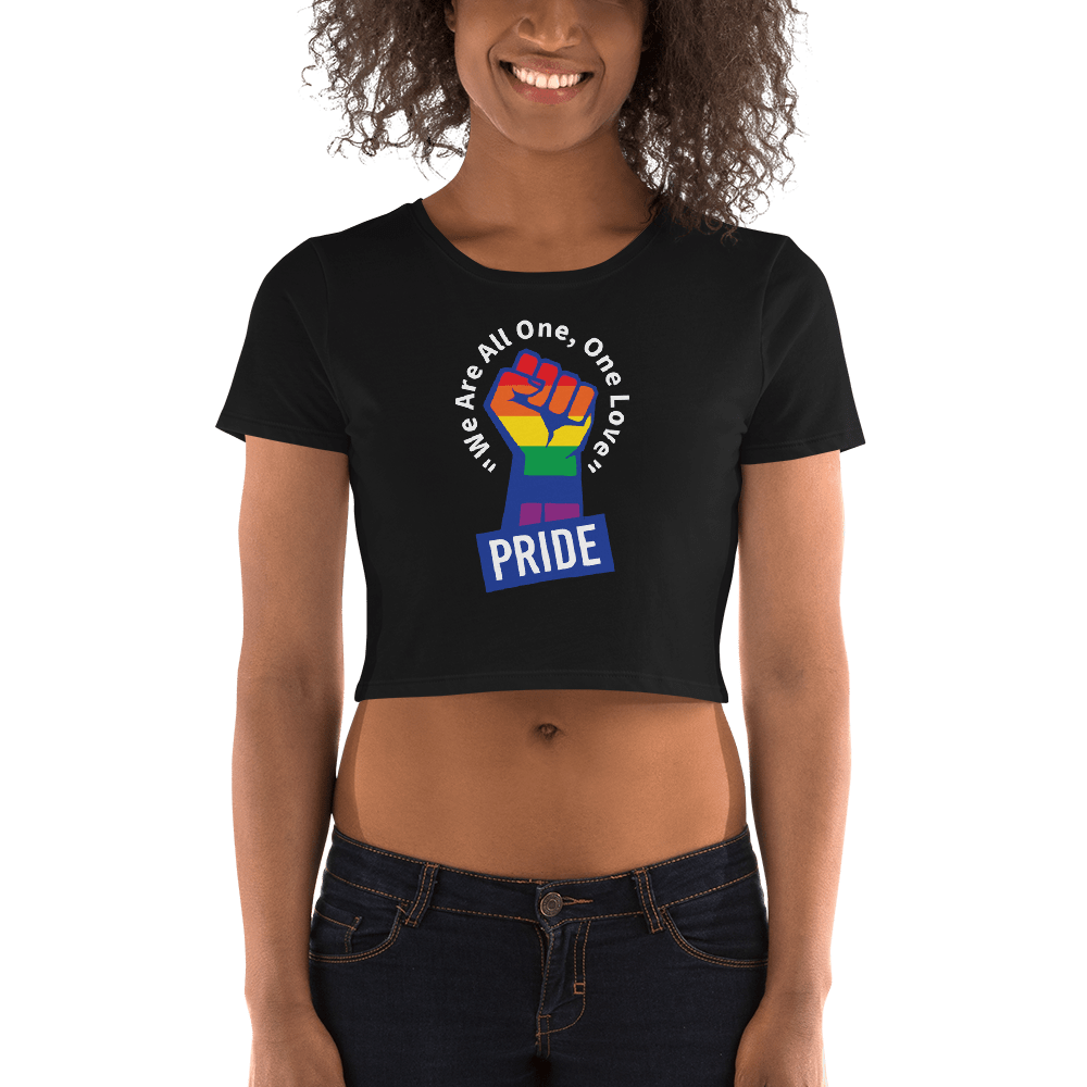 Limited Edition MVP Pride Women's Crop Top in Black, Front, Woman Shown