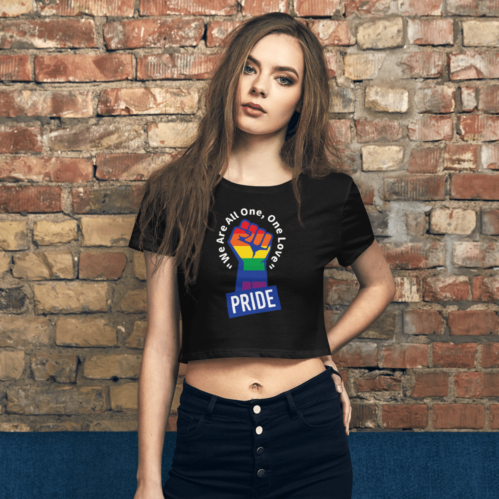 Limited Edition MVP Pride Women's Crop Top in Black, Front, Woman Shown